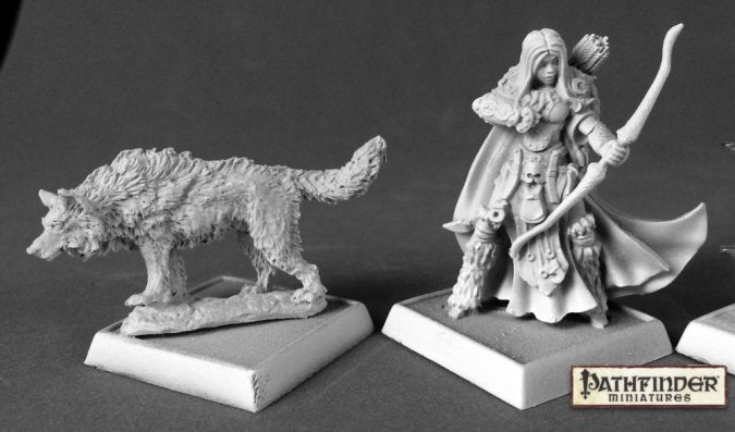 Reaper Miniatures: Pathfinder - Adowyn & Leryn (Iconic Hunter and Wolf)