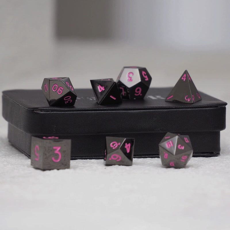 7 Piece Gun Metal Set-Pink Numbers with Case