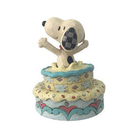 Peanuts Snoopy Jumping Out Birthday Cake Surprise by Jim Shore Statue