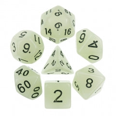 White - Glow in the Dark - 7ct Dice Set