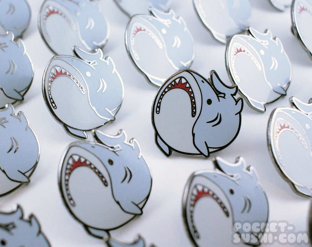 Pocket Sushi: Enamel Pin - Derpy Shark
