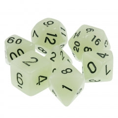 White - Glow in the Dark - 7ct Dice Set