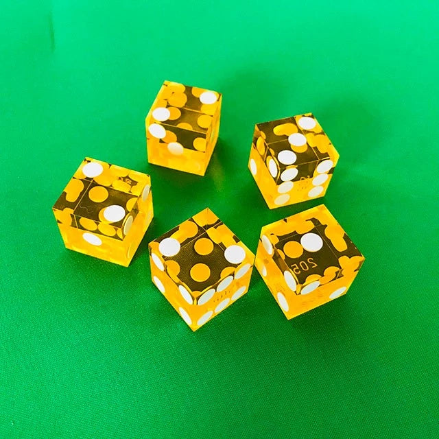 Seriallized Casino Dice 19mm (Yellow) (Set of 5)