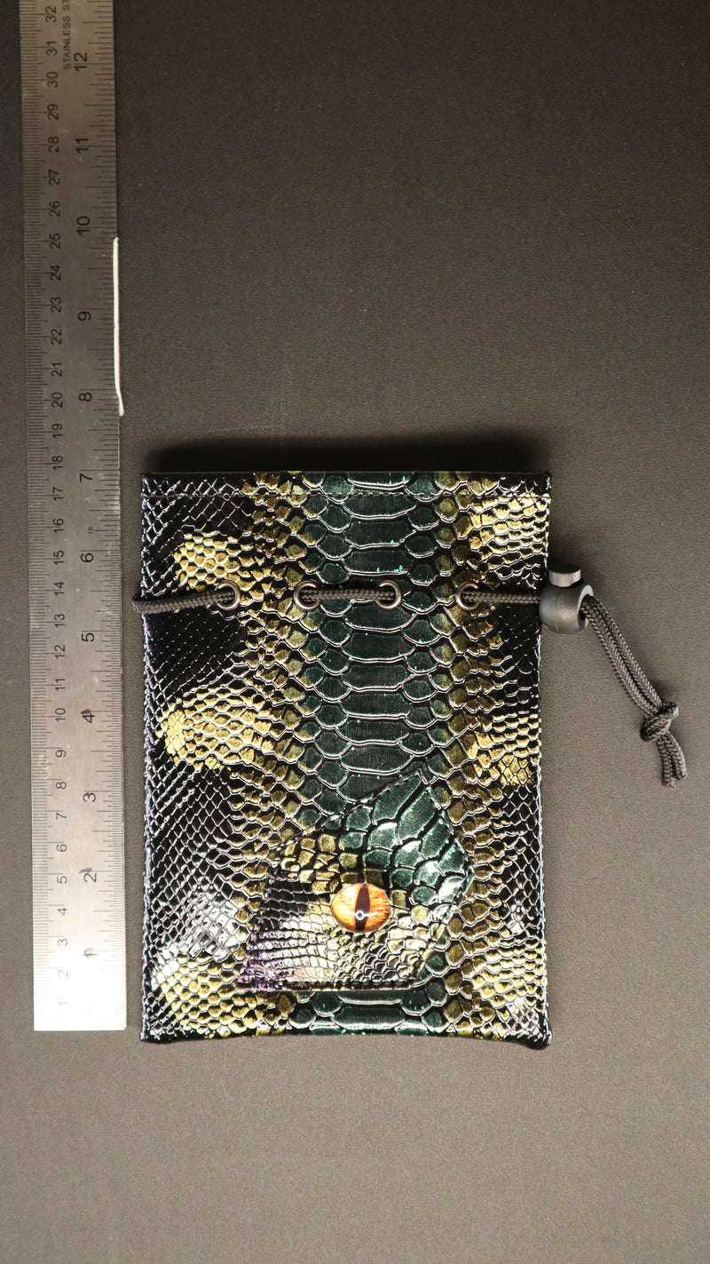 Dragon Hide Dice Bag With Eye (Green, Gold, Purple Bag Yellow Eye) 4A