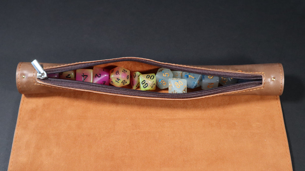 Geeky Villain Brand: Dice Mat and Storage - Light Brown