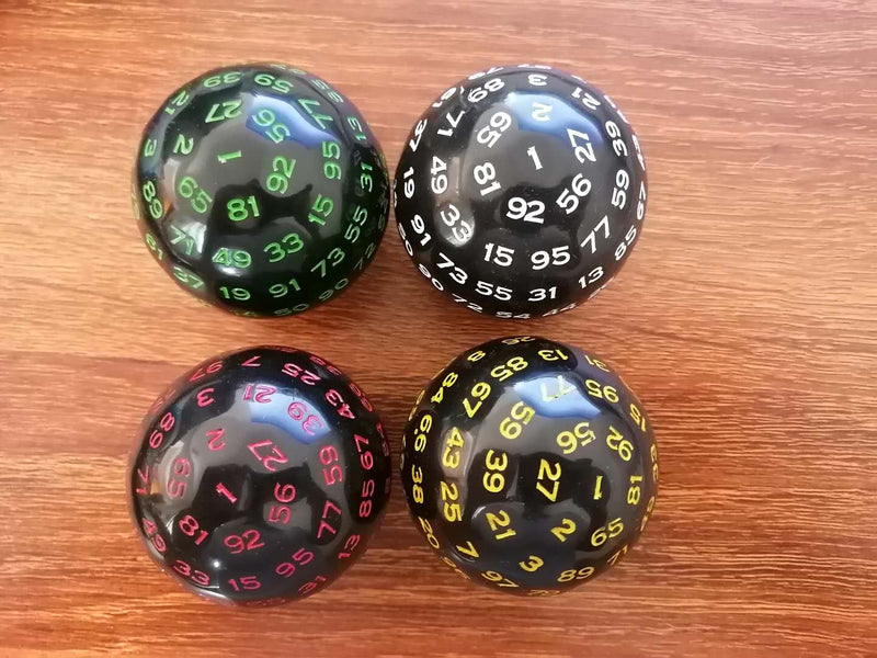 100 Sided Polyhedral Die (D100) Yellow Numbers