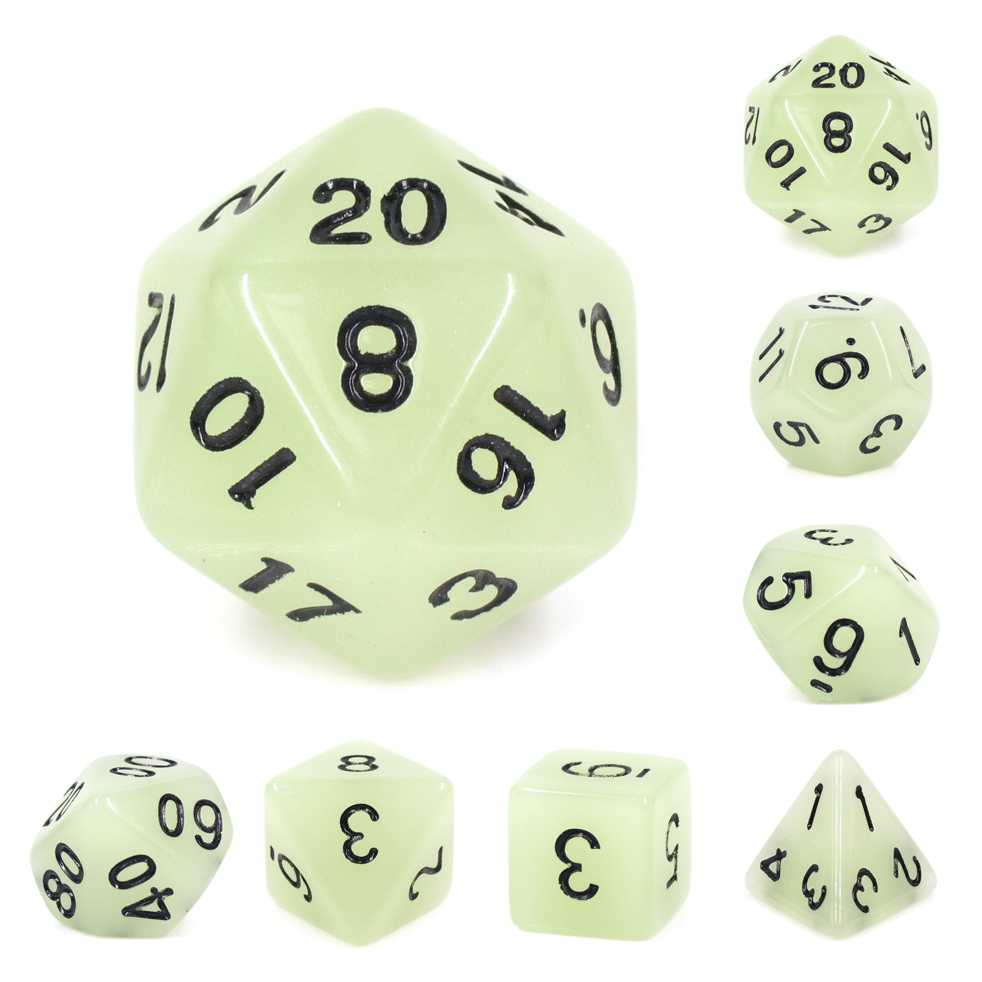 White - Glow in the Dark - 7ct Dice Set