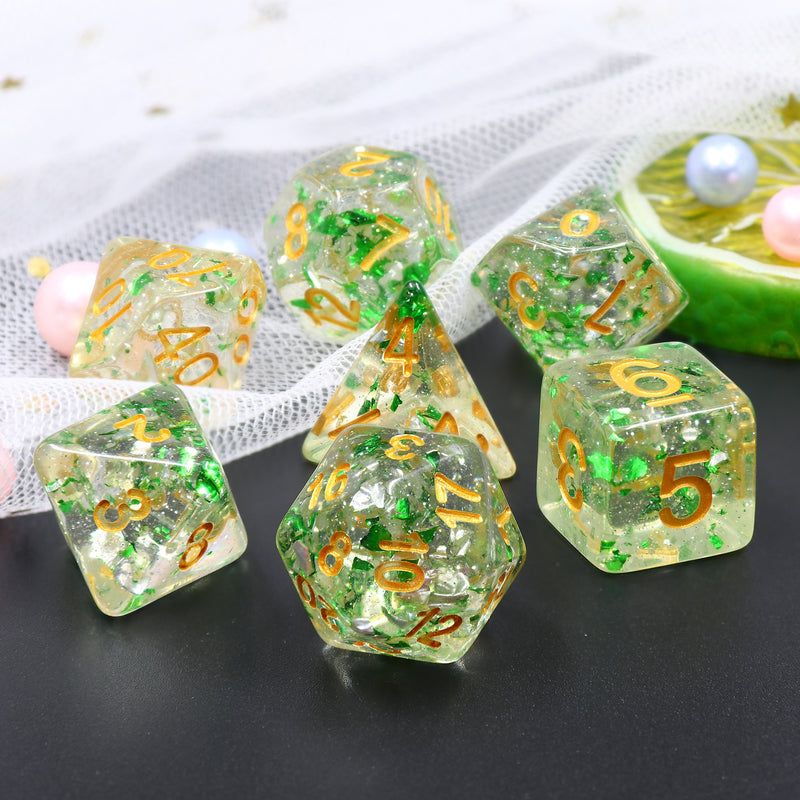 METALLIC EMERALD DICE SET